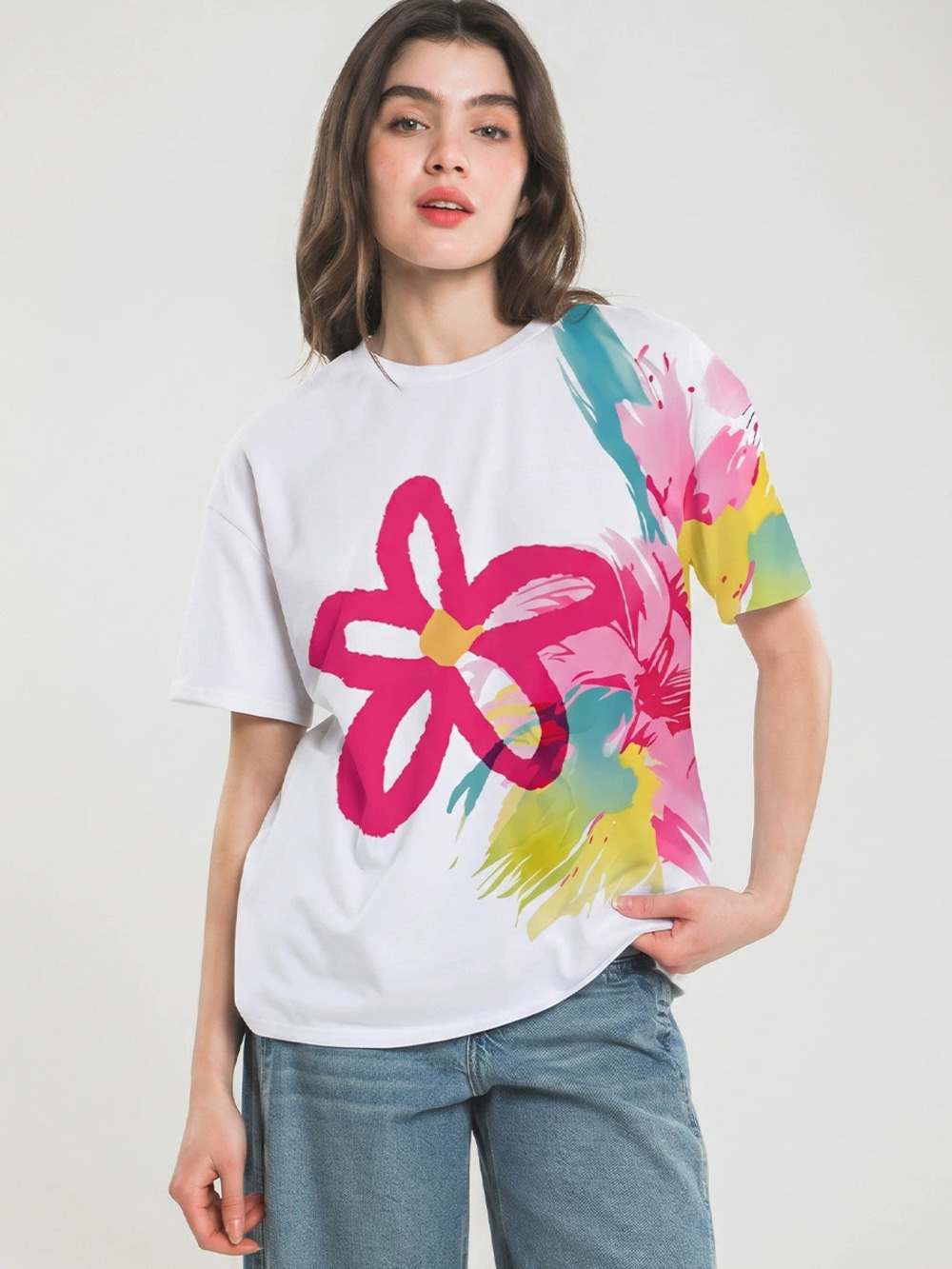 ZARA Fashion Summer Graffiti Print Short Sleeve T Shirt Top